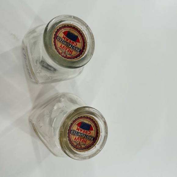 Vintage Purity Milk Jar Square Bottom Glass Half Pint Heavy Cream & Keychain - Picture 2 of 8